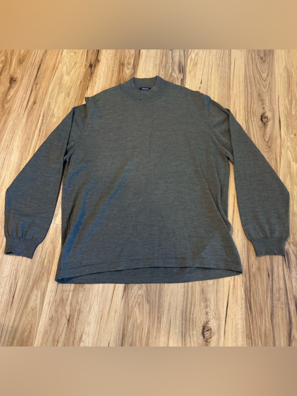 Brooks Brothers 346 100% Italian Merino Wool Sweater Men's XL Grey Mock Neck